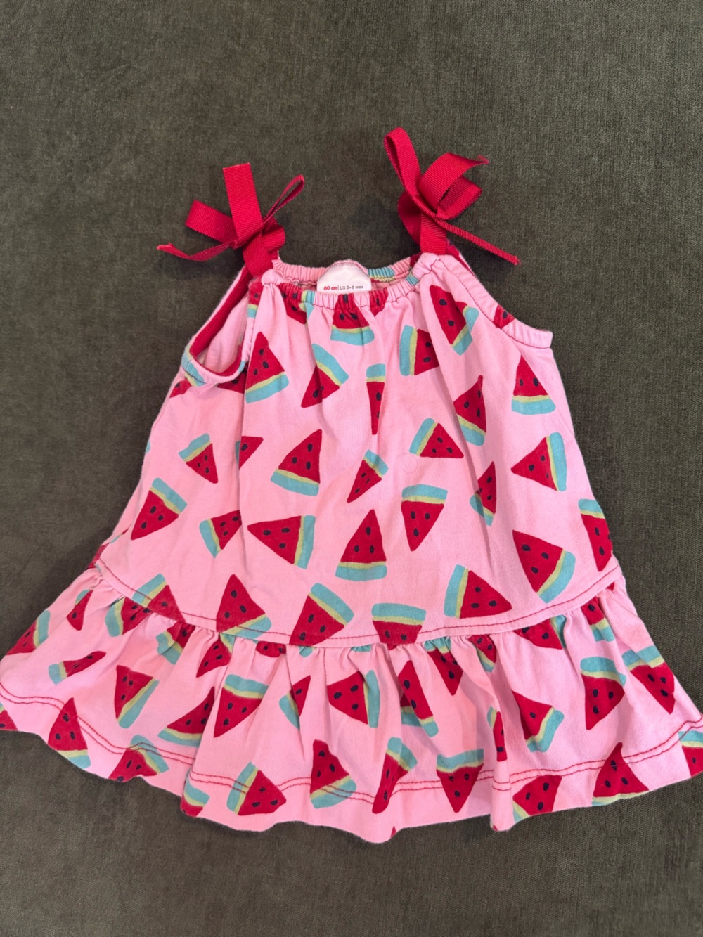 Hanna Andersson Pink Watermelon Print Dress with Red Straps